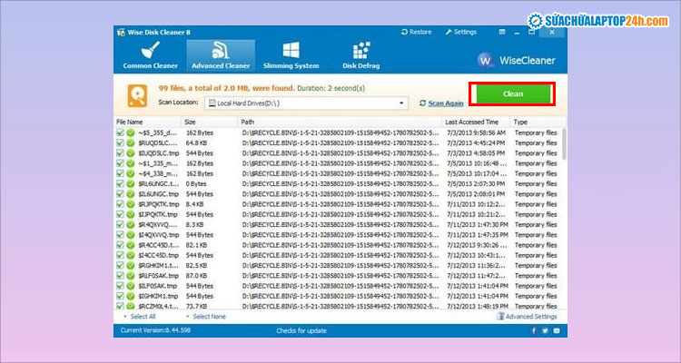 Tiến hành dọn dẹp máy tính
