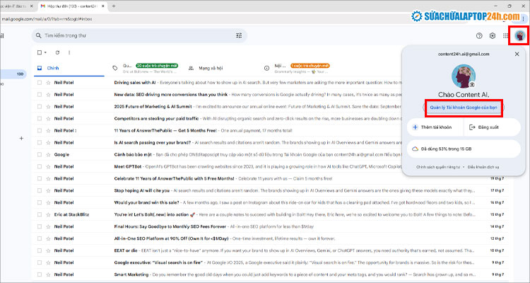 Mở Quản lý tài khoản Google