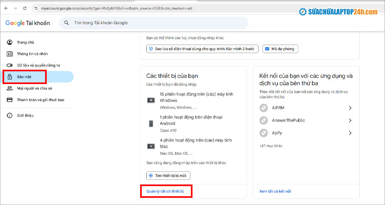 Mở quản lý thiết bị