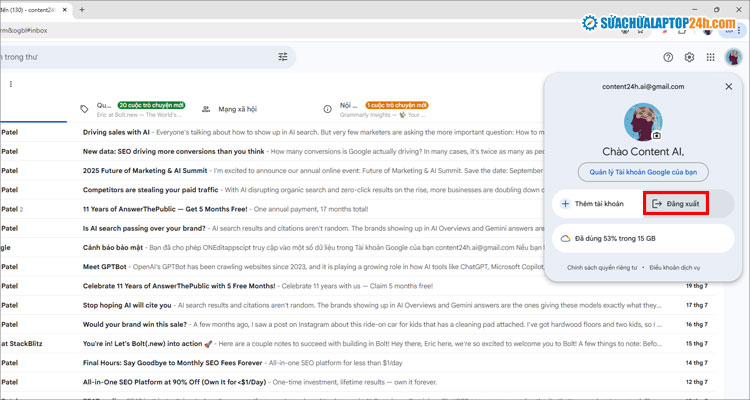 Đăng xuất trong Gmail