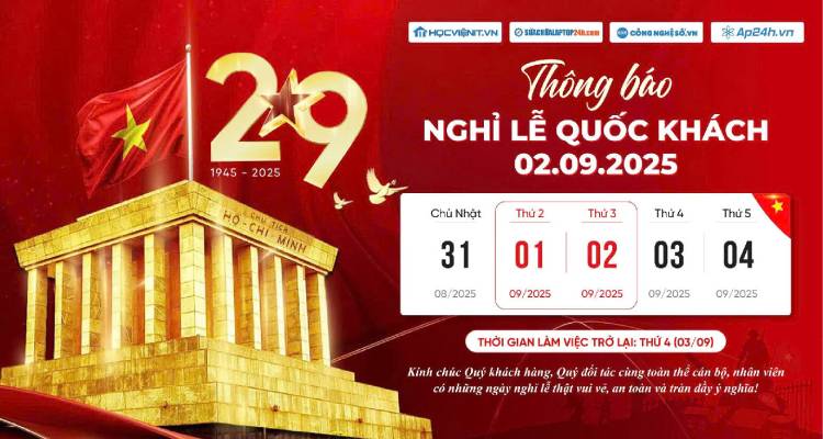 Sửa chữa Laptop 24h thông báo nghỉ lễ Quốc khánh 2/9