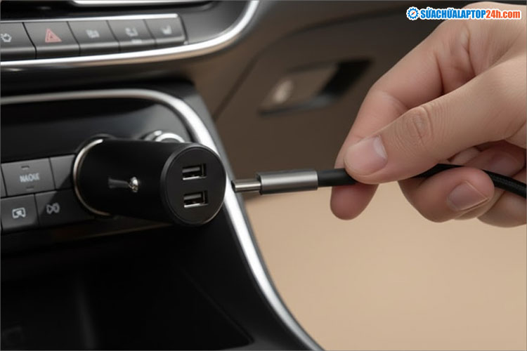 Tẩu sạc xe hơi cung cấp điện không ổn định, không phù hợp để sạc laptop