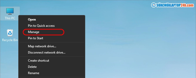 Truy cập Manage từ This PC