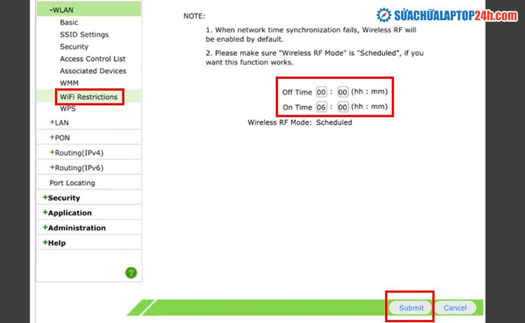 Tạo khung giờ muốn Wifi hoạt động