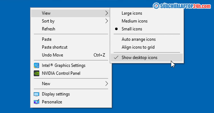 Chọn Show desktop icons