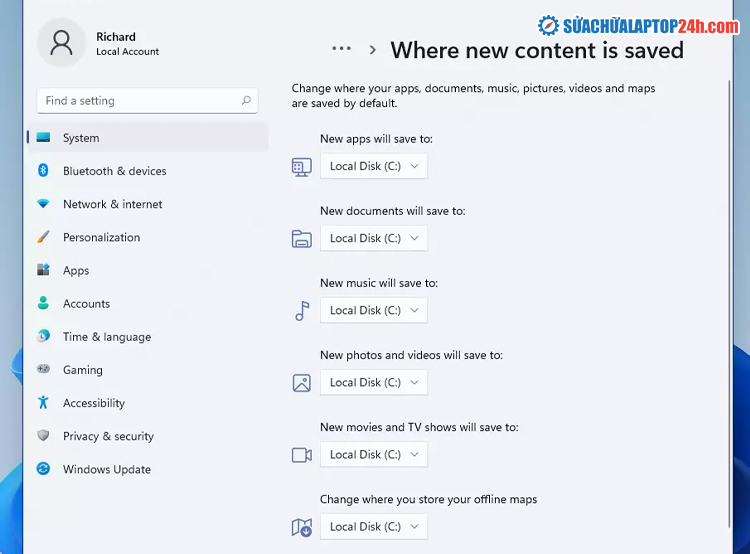 Đổi ổ mặc định