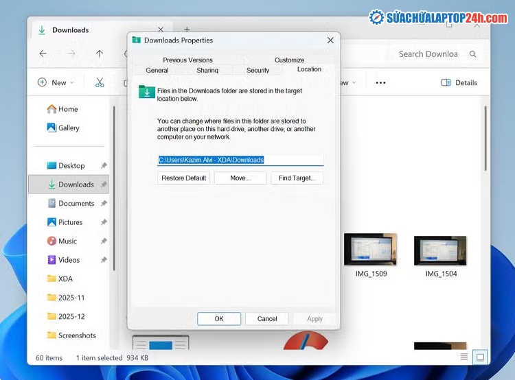 Đổi vị trí thư mục