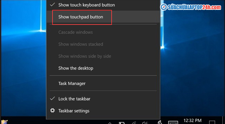 Chọn Show touchpad button