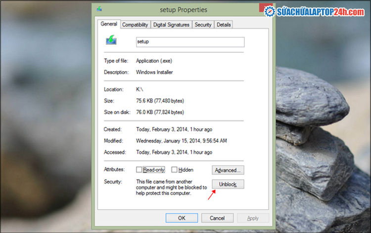 Chọn Unblock và nhấn Apply