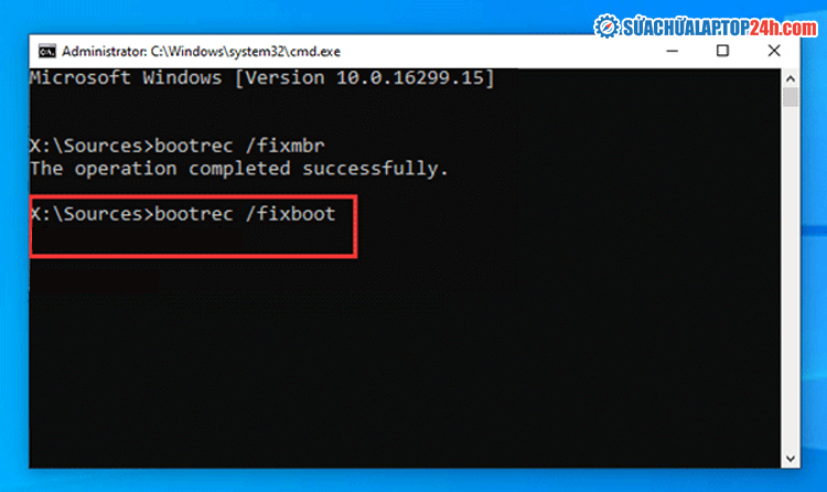 Nhập lệnh trong Command Prompt
