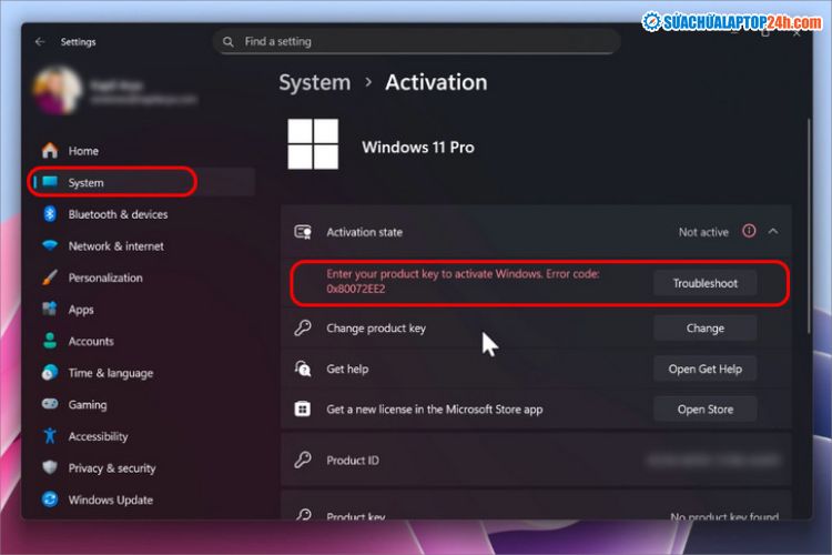 Nhấn Troubleshoot để chuyển đổi bản quyền Windows Retail sang máy mới