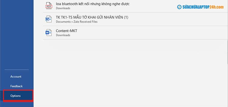 Chọn Option