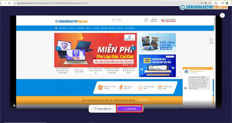 Chọn Lưu và sửa để lưu lại video