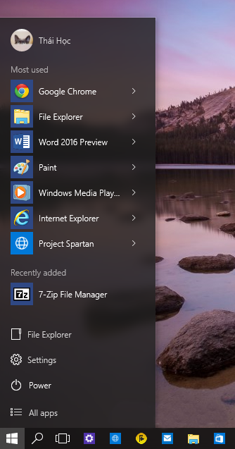 Thủ thuật thu gọn Start Menu của Windows 10 thành một cột 