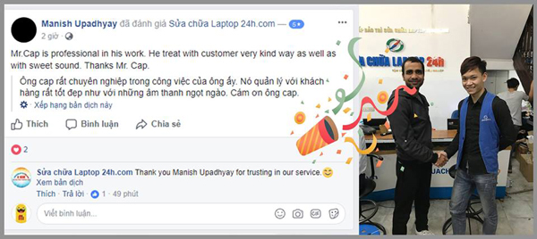 The reviews of customers for SUACHUALAPTOP24h.com are our motivation on work