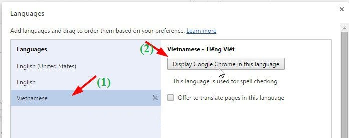 cách thay đổi ngôn ngữ cho Google Chrome