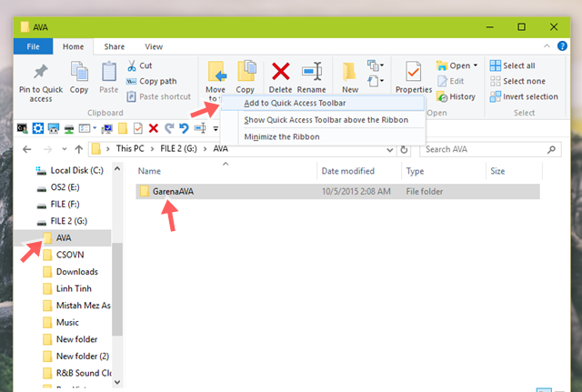 thêm và tùy biến Quick Access Toolbar cho File Explorer trên Windows 10
