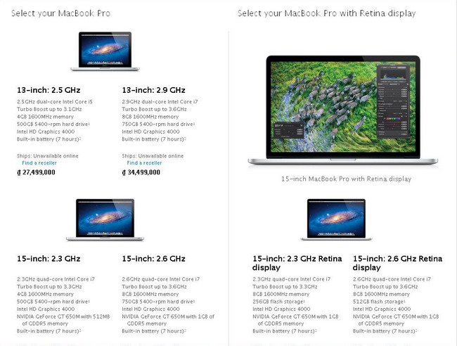 MacBook Pro và MacBook Air 2012 chính hãng về VN đầu tháng 7