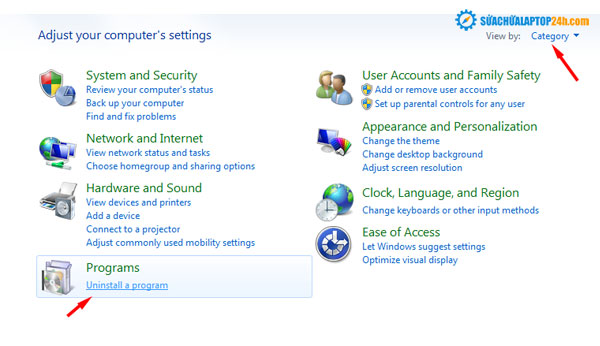 Chọn Uninstall a program để gỡ phần mềm trên máy tính
