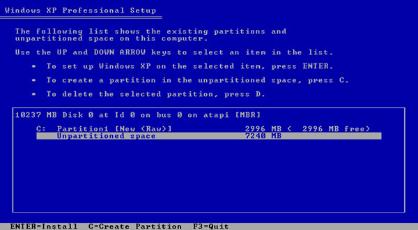 Hướng dẫn Format và phân chia ổ đĩa khi cài Windows XP 