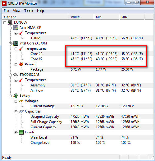 Hướng dẫn kiểm tra nhiệt độ CPU bằng CPUID HWMonitor 