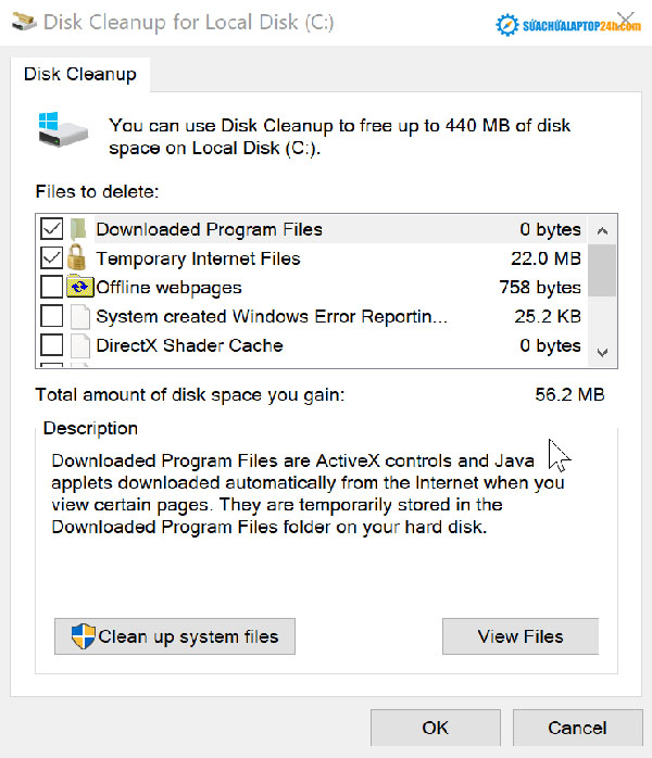  Disk Cleanup giúp bạn giải phóng các dữ liệu không cần thiết
