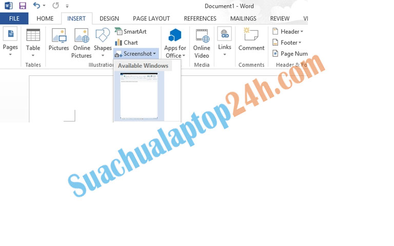 Hướng Dẫn Sử Dụng Công Cụ Screenshot Tool Trong Microsoft Word 2013