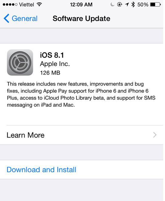 Apple chính thức tung ra iOS 8.1