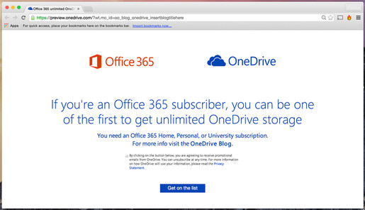 Không giới hạn lưu trữ OneDrive khi sử dụng Office 365
